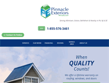 Tablet Screenshot of pinnacle-exteriors.com